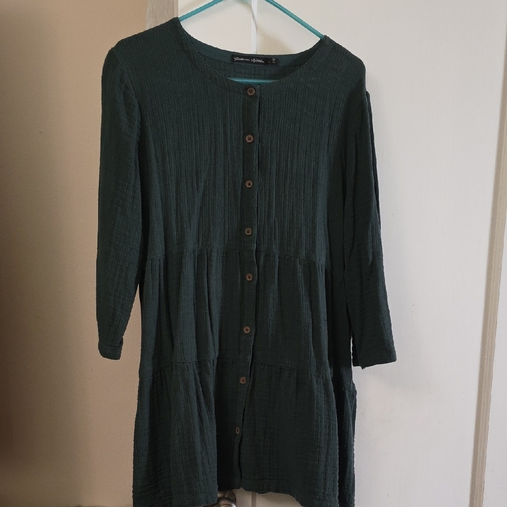 Gudrun Sjoden Green Ribbed Long Sleeve Dress